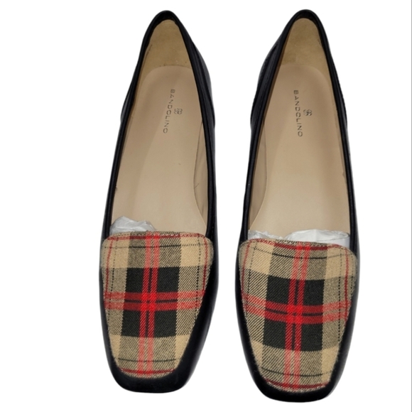 Bandolino Shoes - BANDOLINO Liberty Women's Beige Plaid Leather Loafer Flat Shoes